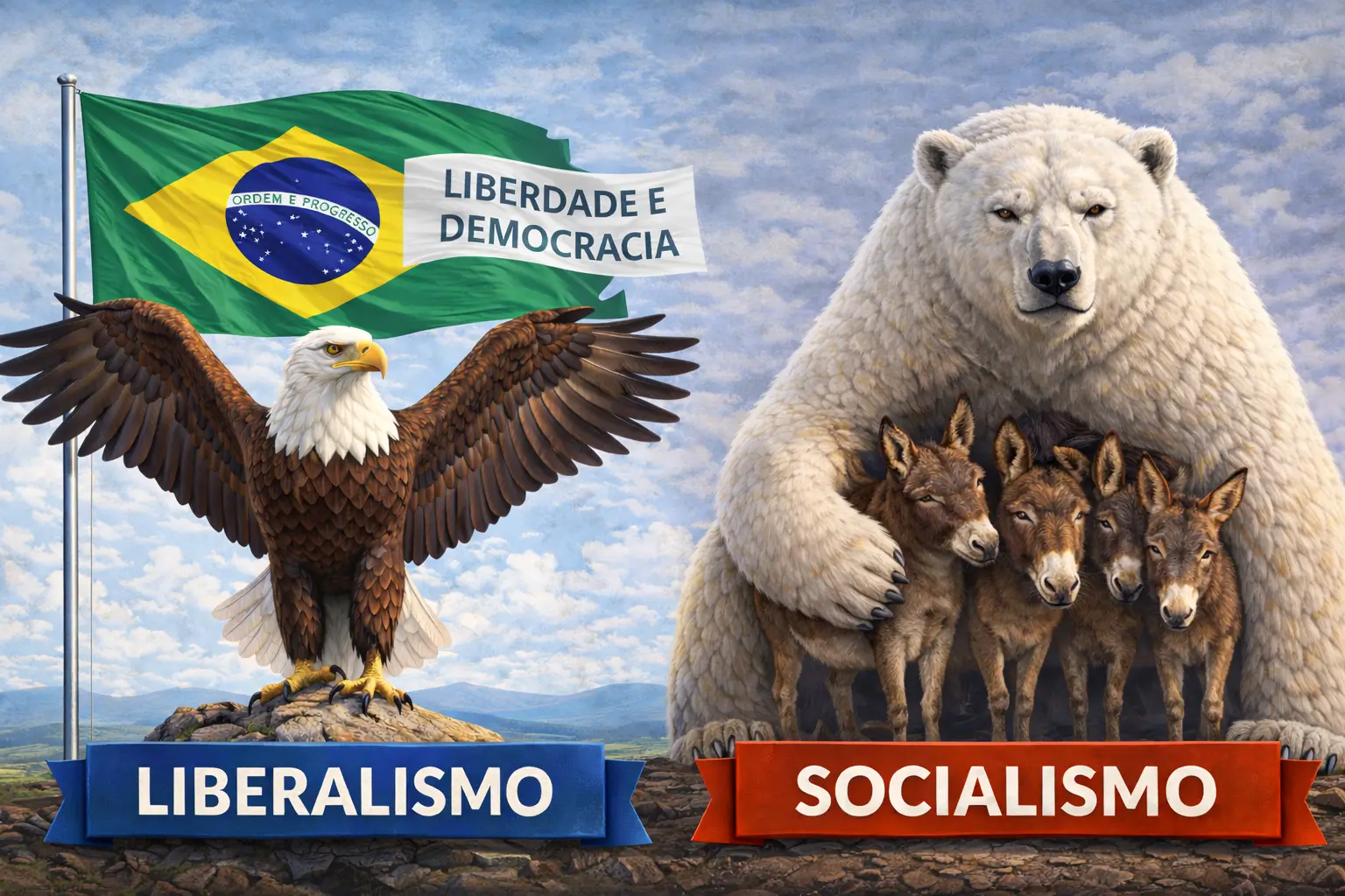 LIBERALISMO OU SOCIALISMO –  LIBERDADE OU DEPENDÊNCIA – ONDE O ESTADO AVANÇA A LIBERDADE RECUA – POVOS LIVRES OU TUTELADOS,  O BRASIL PRECISA ESCOLHER