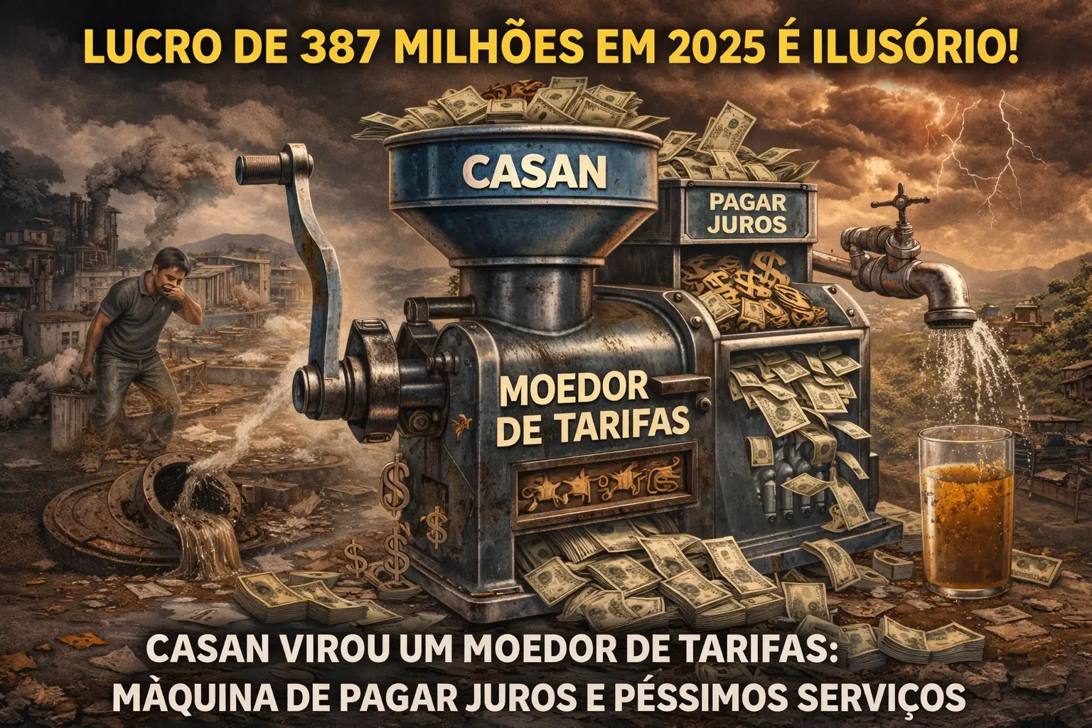 O ROMBO ESCONDIDO DA CASAN – BILHÕES ENTRAM, MAS NÃO VIRAM INVESTIMENTO –  O LUCRO QUE NASCE DAS TARIFAS EXTORSIVAS, NÃO DAS APLICAÇÕES – PARA ONDE FOI R$ 1 BILHÃO – ALEGRIA DOS BANCOS.